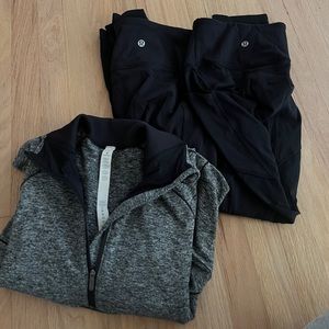 Lululemon bundle - 1 pull over , 2 black leggings